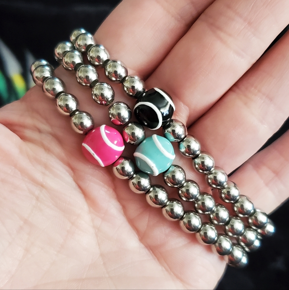 Vintage Rustic Cuff Silver Tennis Ball Bracelets